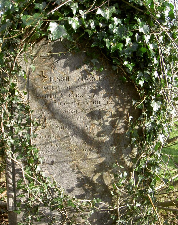 Photo of headstones/Jessie MacLennan d1882 hdstn KirktonLA